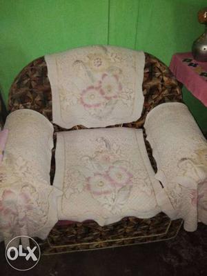 White Floral Padded Sofa Chair