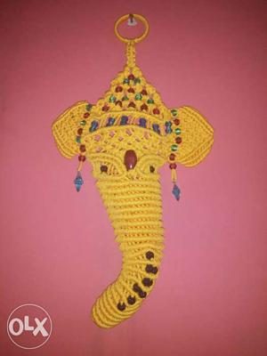Yellow Knitted Elephant Decor