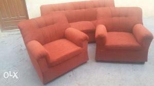 3-piece Red Suede Sofa Set