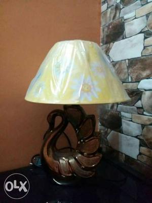 Grey Ceramic Base With Yellow Floral Bell Lampshade Table