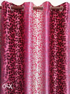 Pink, Black, White Floral Grommet Curtain
