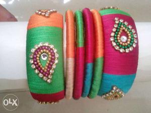 Silk thread multi color bangles