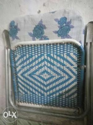 White And Blue Floral Folding Bed