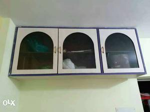 White Wooden Wall Mounted Cabinet. 5x2x1. In good