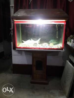 A 2.5 ft aquarium with wooden stand and wooden
