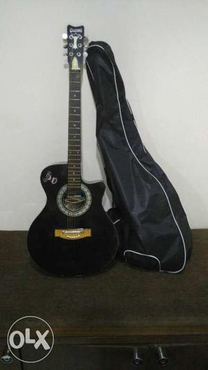Black Wooden Acoustic Cutaway Guitar