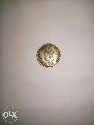 George 6 king Emperor Quarter rupee  coin