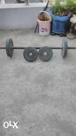Gym rod and plates with dumbles