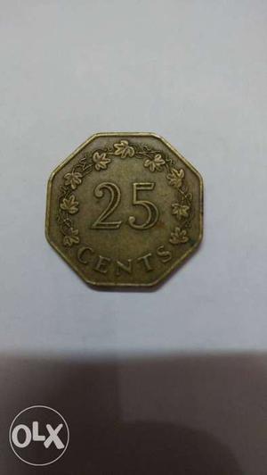  Malta Vintage Collectible 25 Cents Coin