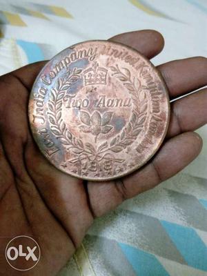 Round East India company 2 Aana coin 