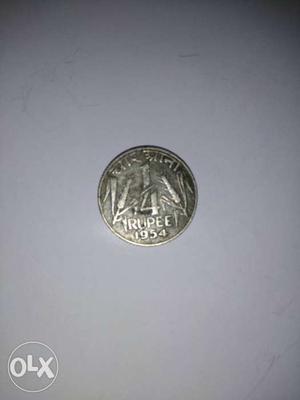 Round Silver Rupee Coin