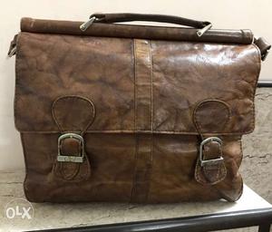 VINTAGE brown pure leather crossbody