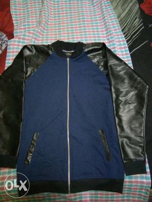 Black And Blue Zip-up Jacket
