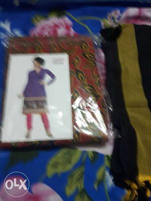 Black And Red suit in cotton with dupatta