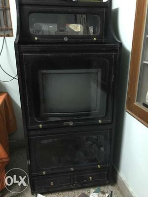 Black Wooden TV STAND with TV Free