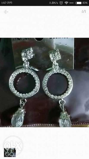 Embellished Diamond Pendant Earrings