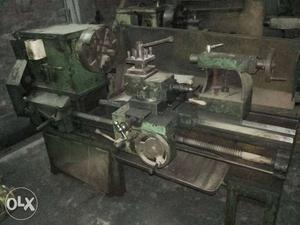 Green And Silver Lathe machine
