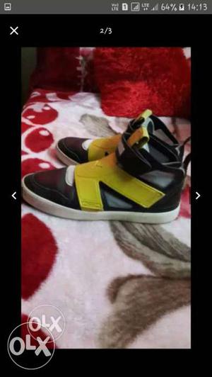 Puma Black-and-yellow High Top Shoes