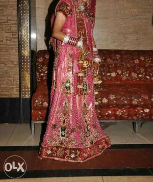 Shimmer pink rajwada style bridal lehanga. Used twice...