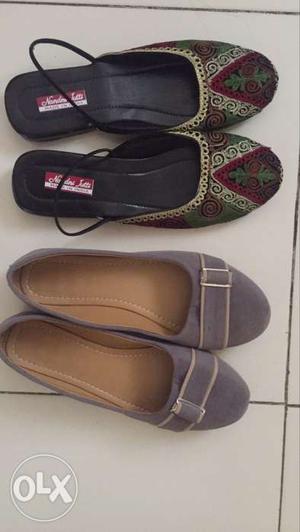 Two Pair Of Black And Gray Flats.. not used.. new products