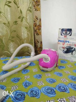 White And Pink Philips Canister Vacuum Cleaner With Box