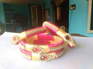 Women's pink And gold Bangles