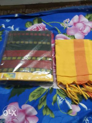 Yellow And Orange Striped Fringe Dress with dupatta in
