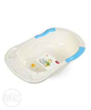 Baby's White And Blue Plastic Bather