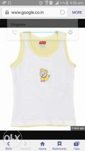 Baby's White And Yellow Sleeveless Shirt