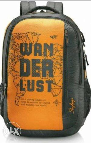 Black And Orange Wander Lust Backpack