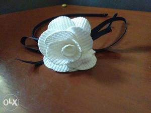Black And White Flower Leather Hairband