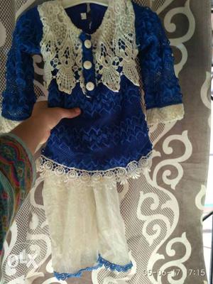 Blue And White Knitted Dress