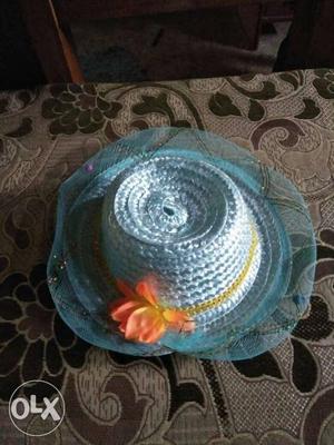 Gray And Blue Crochet Hat