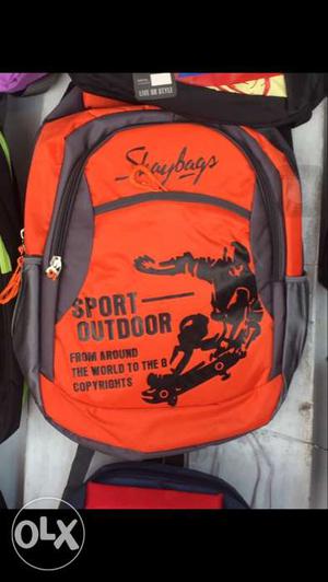Orange And Grey Sport Slaybags Backpack