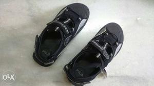 Pair Of New Black -and-gray Fila Sandals Size 7