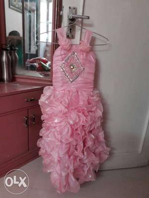 Pink Tank Ruffle full length frock for 5 yrs.to 6 yrs.old