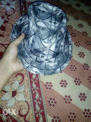 Stylish black and white checked hat