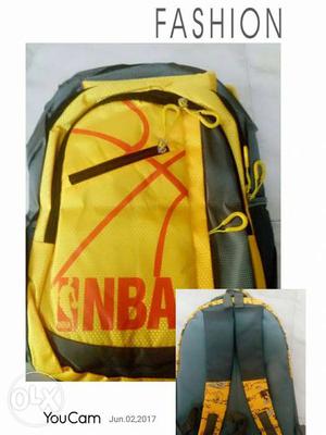 Yellow And Gray NBA Backpack