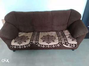 3 seater brown velvet sofa