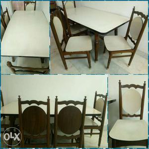 6-seater wooden table with 4wooden chairs, in very good