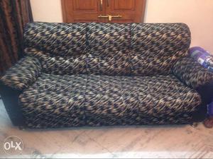 Black And Beige 3-cushion Sofa