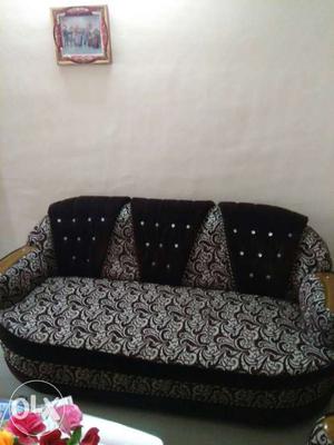 Black And White Printed Leather Sofa
