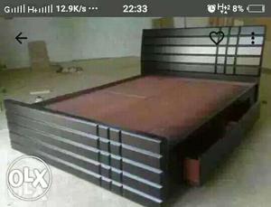 Black Wooden Bed Storage