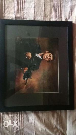 Black Wooden Frame With Al Pacino, Scarface Illustration