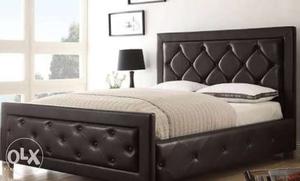 Black Wooden Tufted Panel Bed