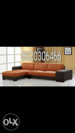 Brown And Black Leather Sectional Sofa