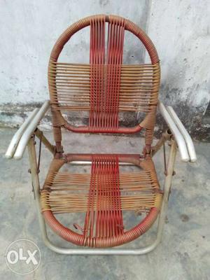 Brown And Red Wicker Armchair