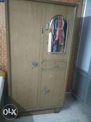 Brown Iron Cabinet With Mirror