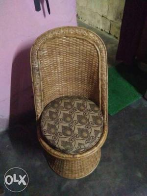 Brown Wicker Brown And Gray Floral Padded Chair
