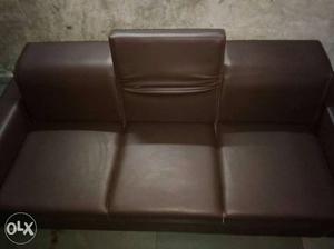 Brown rexine sofa length 6 ft